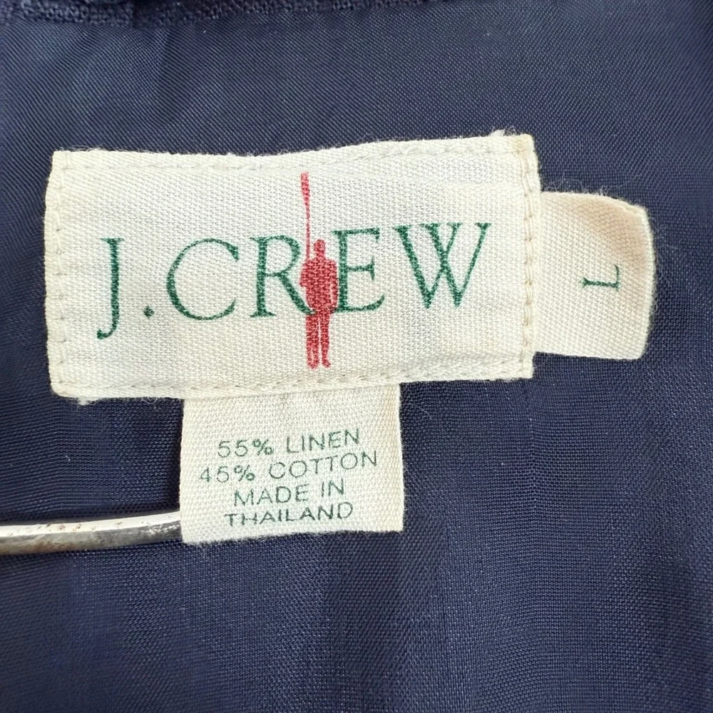 J. Crew Mens Navy Blue Linen Cotton Blend Blazer Sport Coat Jacket Size L‎ Y2K
